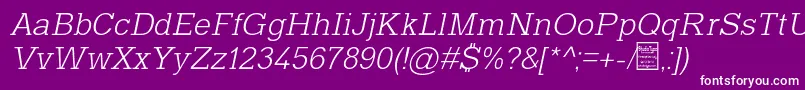 TyposlabLightItalicDemo Font – White Fonts on Purple Background
