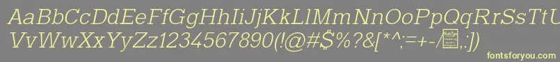 Шрифт TyposlabLightItalicDemo – жёлтые шрифты на сером фоне