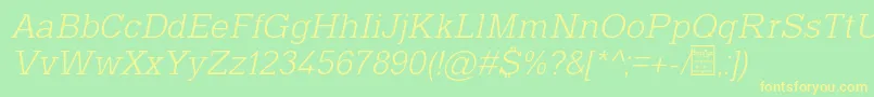 TyposlabLightItalicDemo-Schriftart – Gelbe Schriften auf grünem Hintergrund
