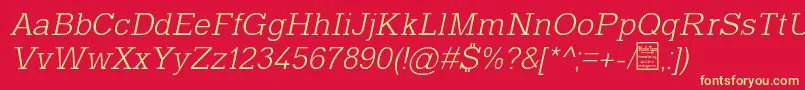 TyposlabLightItalicDemo Font – Yellow Fonts on Red Background