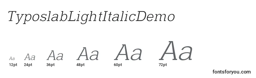 Размеры шрифта TyposlabLightItalicDemo