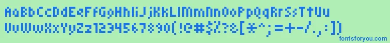 フォントKroeger0557 – 青い文字は緑の背景です。