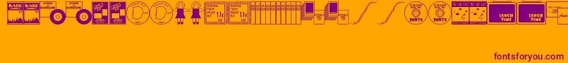 ThingsCollectedJl-Schriftart – Violette Schriften auf orangefarbenem Hintergrund