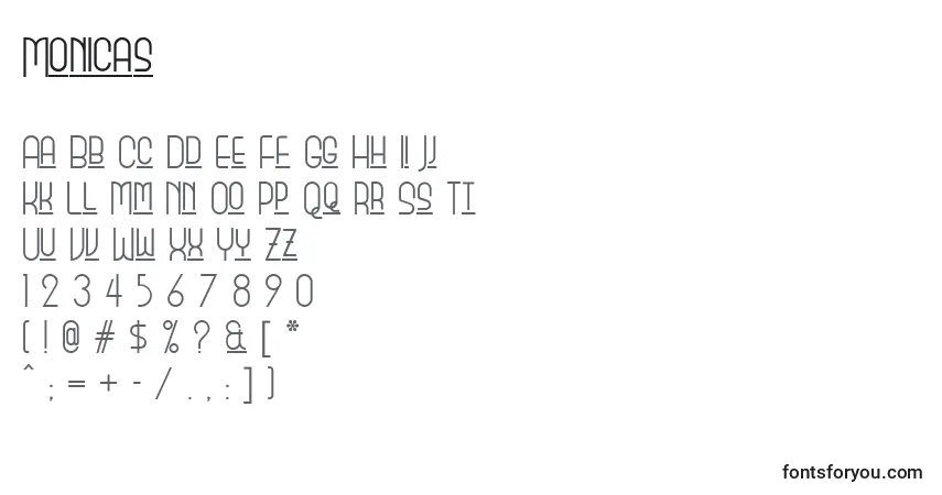Fuente Monicas - alfabeto, números, caracteres especiales