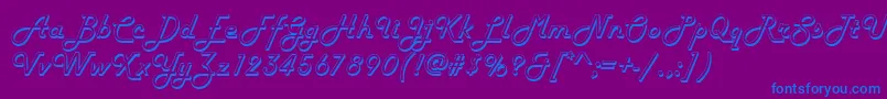 HarrogateRegular Font – Blue Fonts on Purple Background