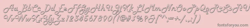 HarrogateRegular-Schriftart – Graue Schriften auf rosa Hintergrund