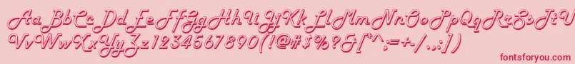HarrogateRegular Font – Red Fonts on Pink Background