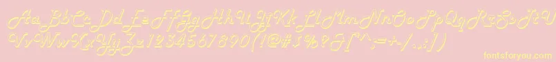 fuente HarrogateRegular – Fuentes Amarillas Sobre Fondo Rosa