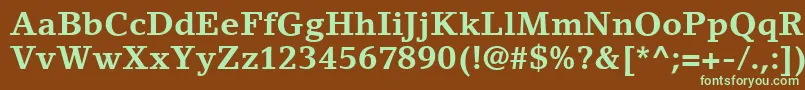 フォントLinoLetterLtBold – 緑色の文字が茶色の背景にあります。