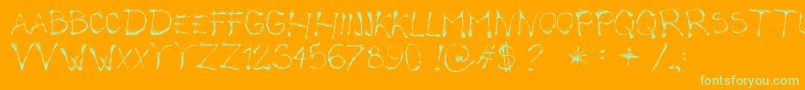 CalliopeFun-Schriftart – Grüne Schriften auf orangefarbenem Hintergrund