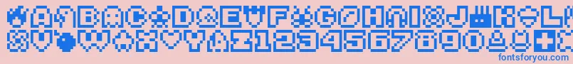 Bitsy Font – Blue Fonts on Pink Background