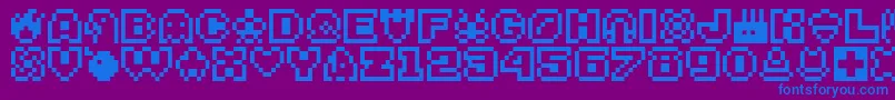 Bitsy Font – Blue Fonts on Purple Background