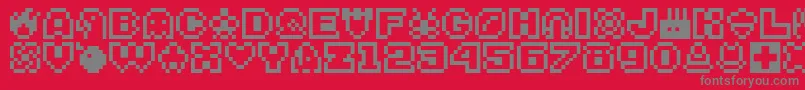 Bitsy Font – Gray Fonts on Red Background