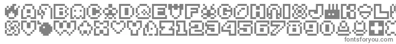 Bitsy-Schriftart – Graue Schriften auf weißem Hintergrund