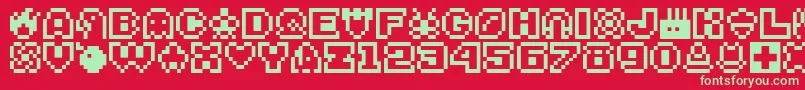 Bitsy Font – Green Fonts on Red Background