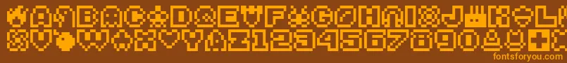 Fonte Bitsy – fontes laranjas em um fundo marrom