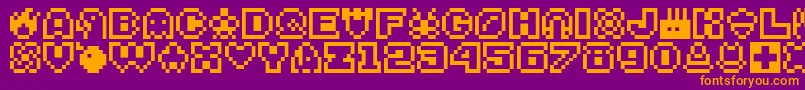 フォントBitsy – 紫色の背景にオレンジのフォント