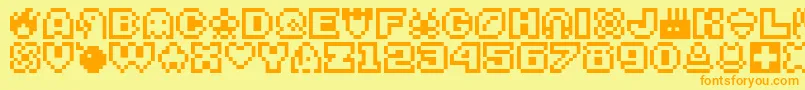 Fonte Bitsy – fontes laranjas em um fundo amarelo