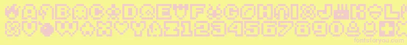 Bitsy Font – Pink Fonts on Yellow Background