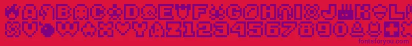 Bitsy Font – Purple Fonts on Red Background
