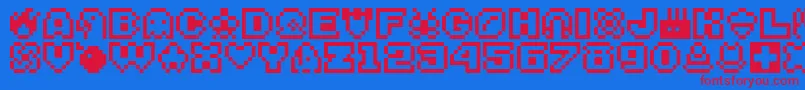 フォントBitsy – 赤い文字の青い背景
