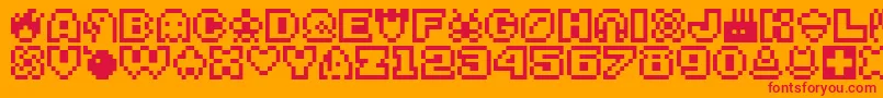 Bitsy Font – Red Fonts on Orange Background