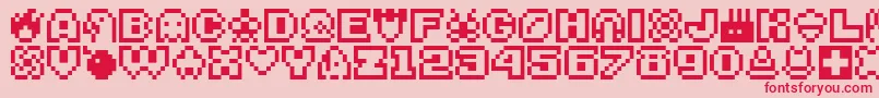 フォントBitsy – ピンクの背景に赤い文字
