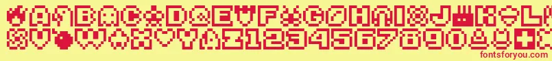 Bitsy Font – Red Fonts on Yellow Background