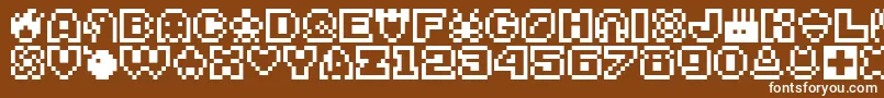 Police Bitsy – polices blanches sur fond brun