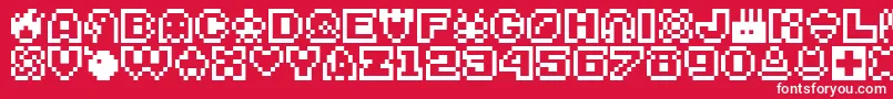 Police Bitsy – polices blanches sur fond rouge