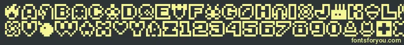 Bitsy-Schriftart – Gelbe Schriften auf schwarzem Hintergrund