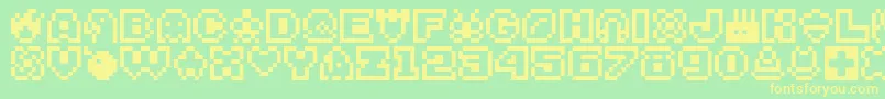 Fonte Bitsy – fontes amarelas em um fundo verde