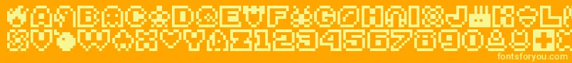 Bitsy-Schriftart – Gelbe Schriften auf orangefarbenem Hintergrund