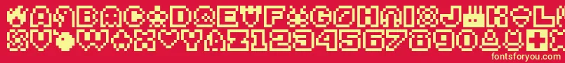 Шрифт Bitsy – жёлтые шрифты на красном фоне