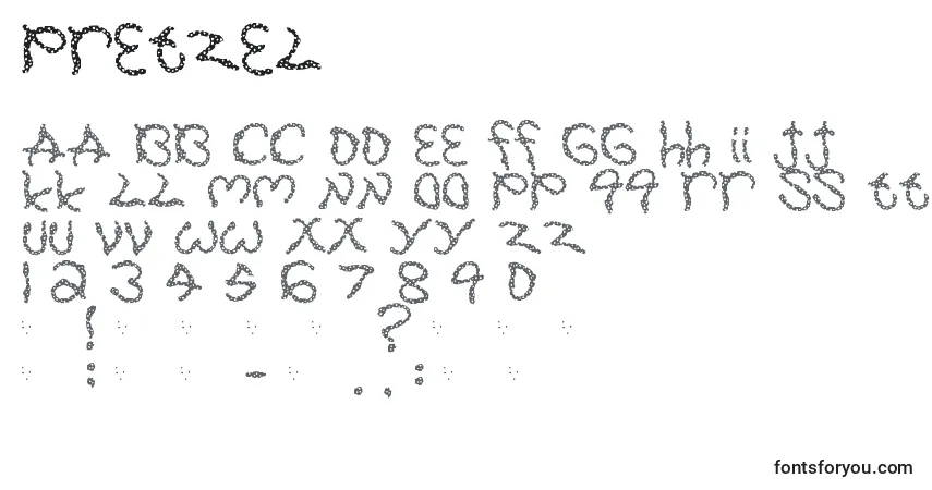 A fonte Pretzel – alfabeto, números, caracteres especiais