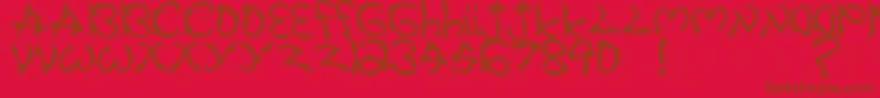 Pretzel-Schriftart – Braune Schriften auf rotem Hintergrund