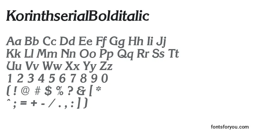KorinthserialBolditalic-fontti – aakkoset, numerot, erikoismerkit