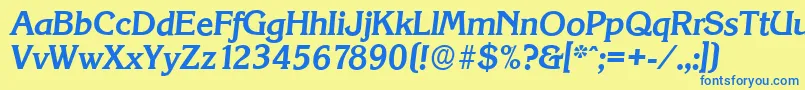 KorinthserialBolditalic Font – Blue Fonts on Yellow Background