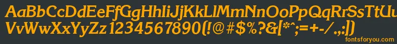 フォントKorinthserialBolditalic – 黒い背景にオレンジの文字