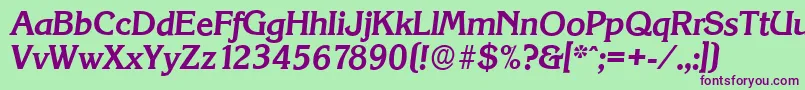 KorinthserialBolditalic Font – Purple Fonts on Green Background