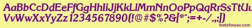 KorinthserialBolditalic Font – Purple Fonts on Yellow Background