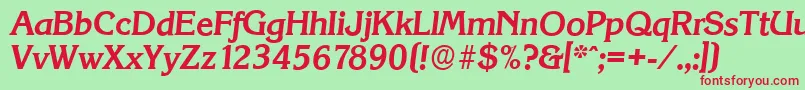 KorinthserialBolditalic Font – Red Fonts on Green Background