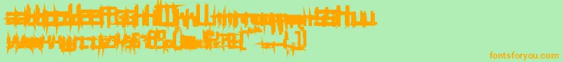 BruisedHundred-Schriftart – Orangefarbene Schriften auf grünem Hintergrund