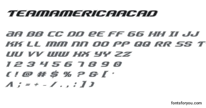 Fuente Teamamericaacad - alfabeto, números, caracteres especiales