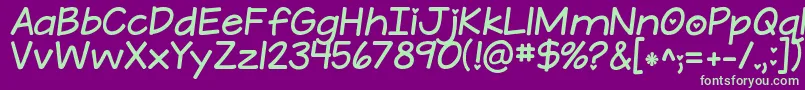 Kgateenytinyheart Font – Green Fonts on Purple Background