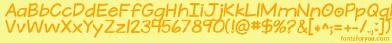 Kgateenytinyheart Font – Orange Fonts on Yellow Background