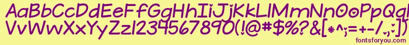 Kgateenytinyheart Font – Purple Fonts on Yellow Background