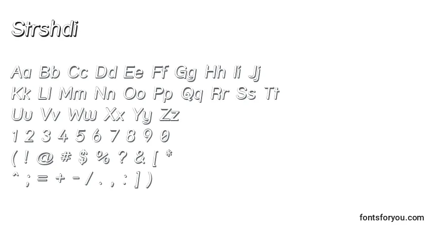 Czcionka Strshdi – alfabet, cyfry, specjalne znaki