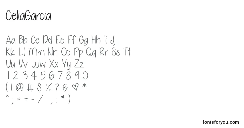Шрифт CeliaGarcia – алфавит, цифры, специальные символы