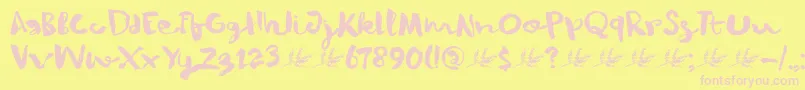 DkWinterberry-fontti – vaaleanpunaiset fontit keltaisella taustalla